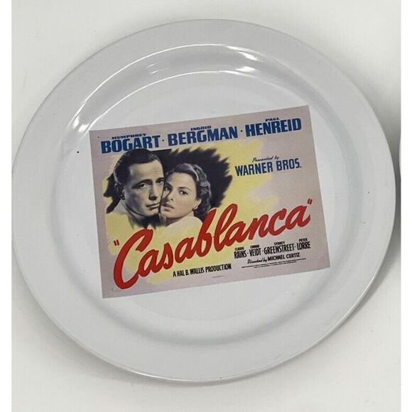 Casablanca 8" Ceramic Plate Pottery Barn TCM Archives 2002 Humphrey Bogart - Picture 1 of 5